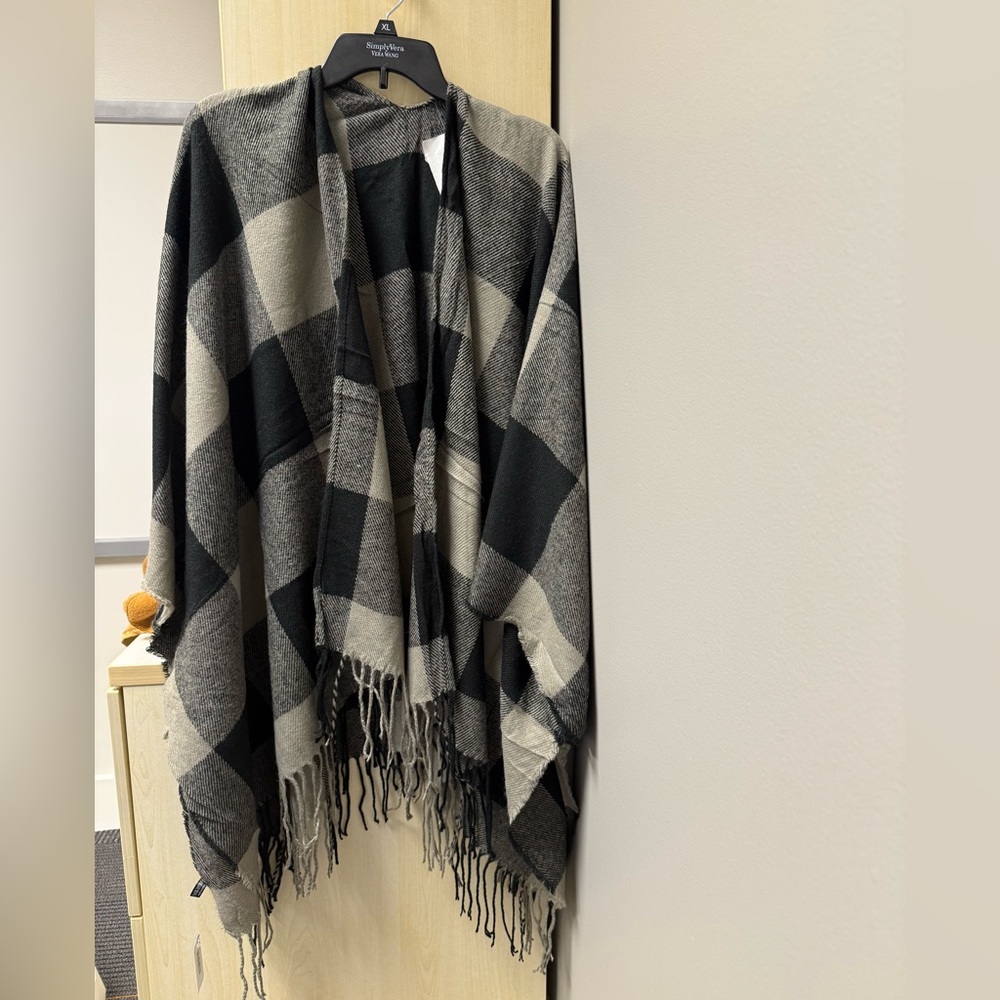 Plaid Black and Tan poncho